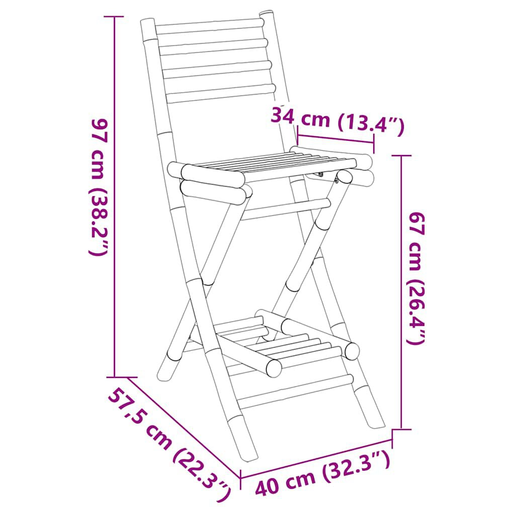 Outdoor-Barhocker Mit Fußstützen 2 Stk. Klappbar Bambus