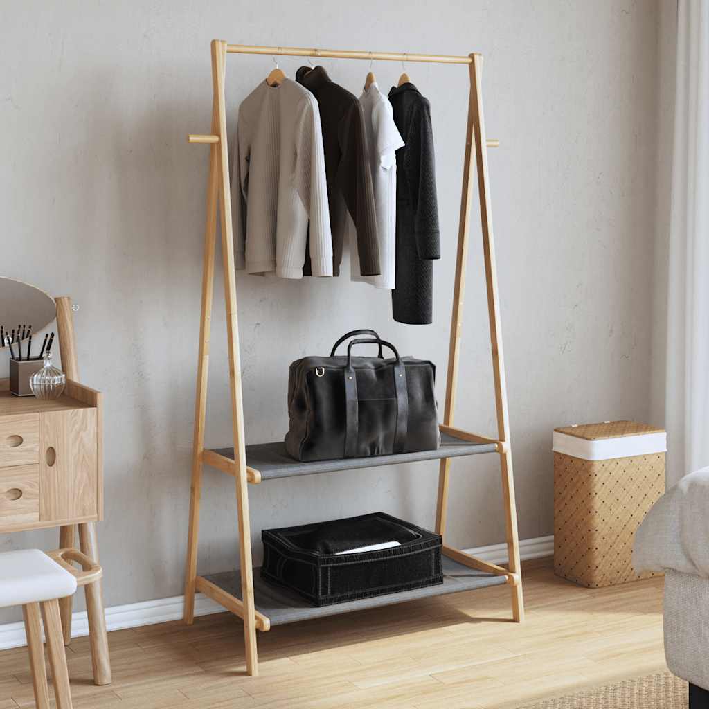 Bamboo Clothes Rack With Shelves