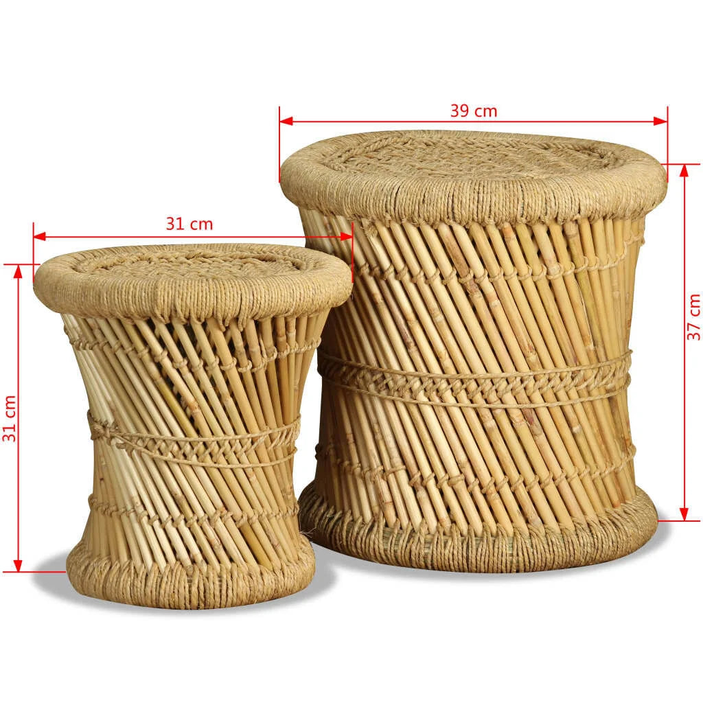 Hocker 2 Stk. Bambus Und Jute