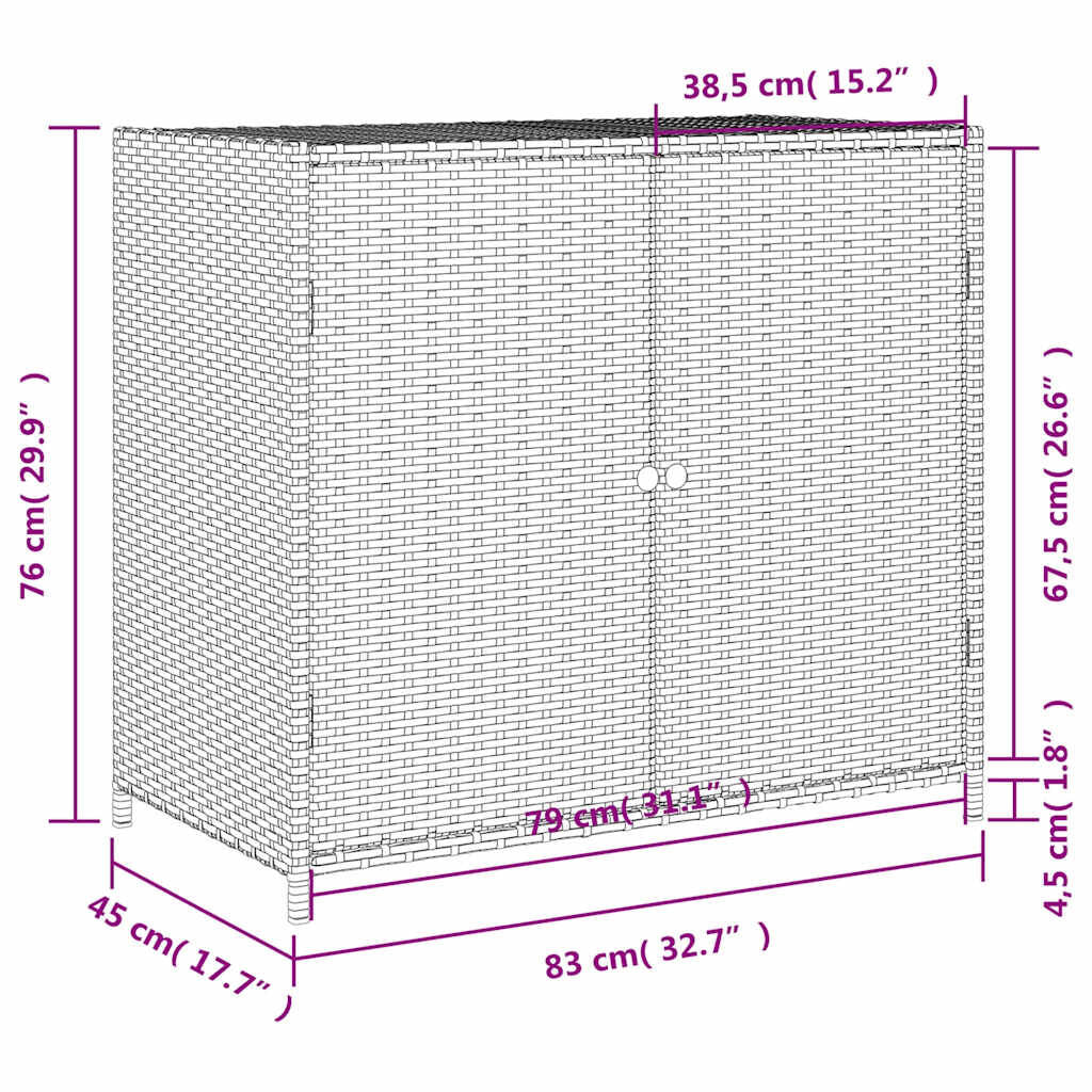 Gartenschrank Schwarz 83X45X76 Cm Poly Rattan