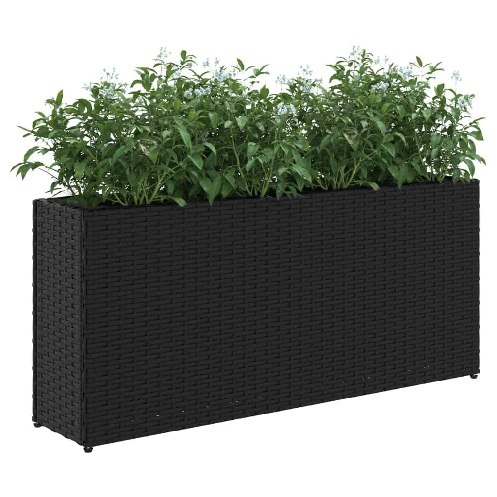 Hochbeet Mit 2 Fächern Schwarz 90X20X40 Cm Poly Rattan