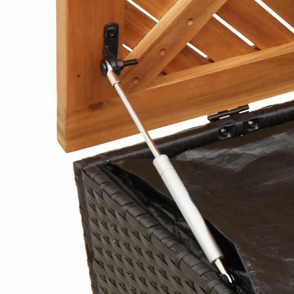 Gartentruhe Schwarz 110X50X54 Cm Poly Rattan Akazienholz