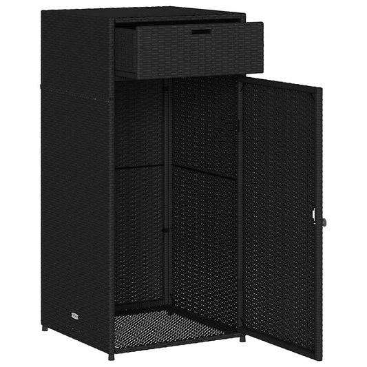 Gartenschrank Schwarz 55X55X111 Cm Poly Rattan