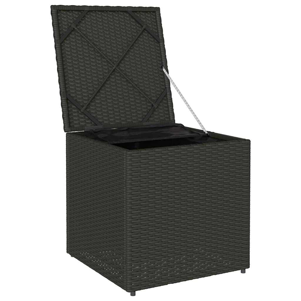 Kissenbox Mit Speicher Schwarz 50 X 50 X 50 Cm Poly-Rattan