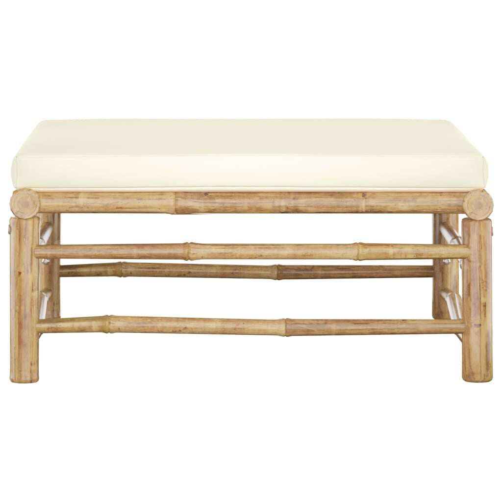 Garten-Fußhocker Mit Kissen Cremeweiß Bambus