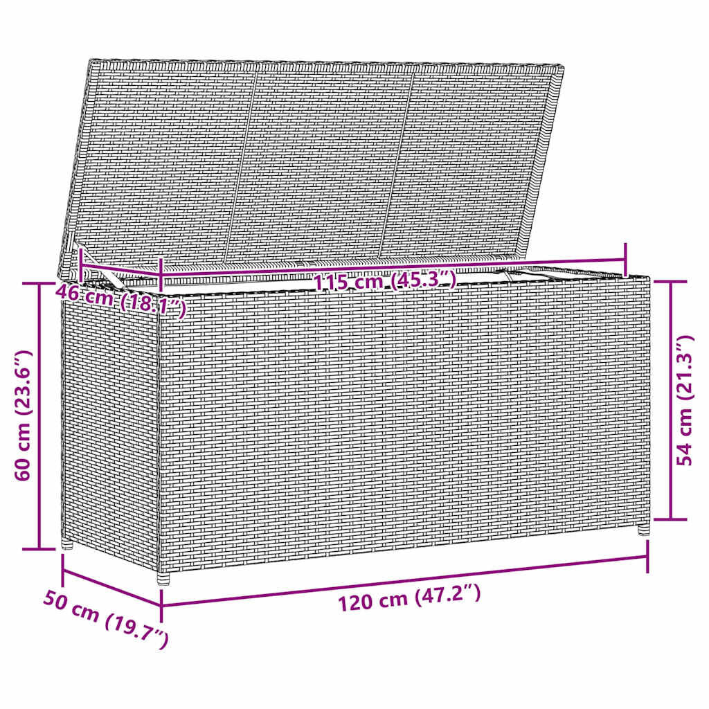 Garten-Auflagenbox Schwarz 120X50X60 Cm Poly Rattan