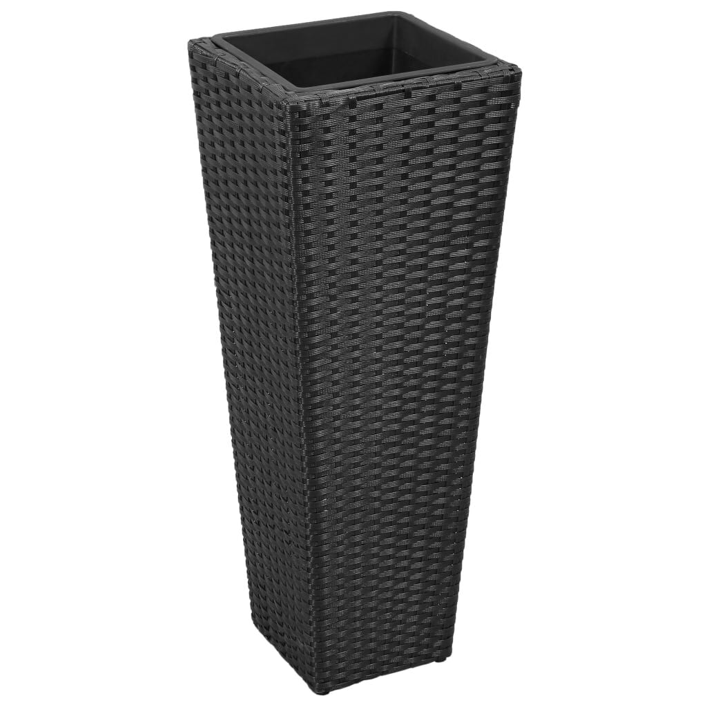 Garten-Hochbeet 3-Tlg. Poly Rattan Schwarz