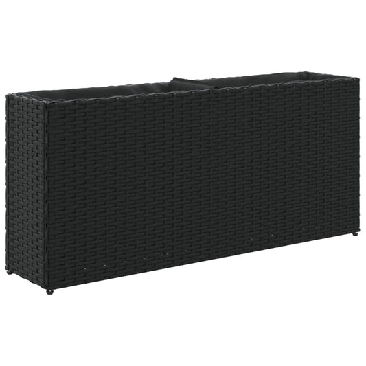 Hochbeet Mit 2 Fächern Schwarz 90X20X40 Cm Poly Rattan
