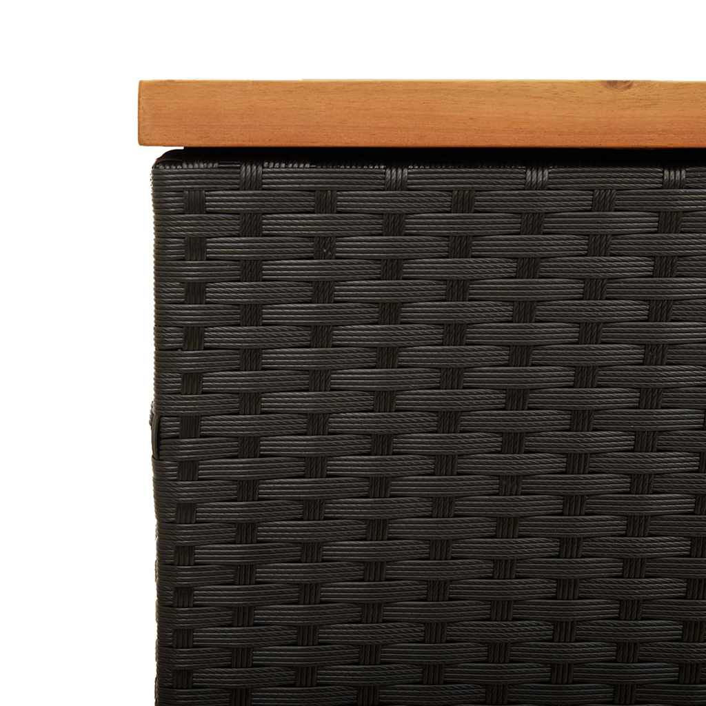 Gartentruhe Schwarz 110X50X54 Cm Poly Rattan Akazienholz