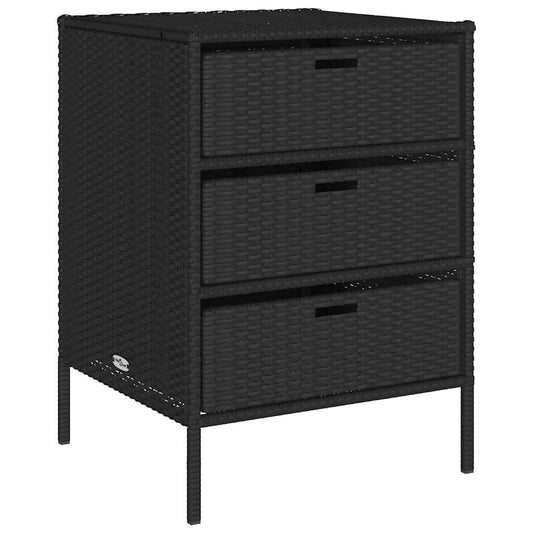 Gartenschrank Schwarz 55X59X80 Cm Poly Rattan