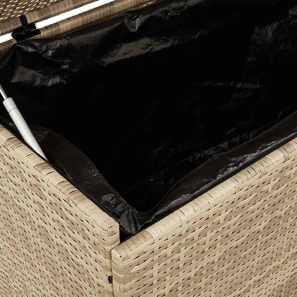 Gartentruhe Mit Rollen Beige 160X55X75 Cm Poly Rattan