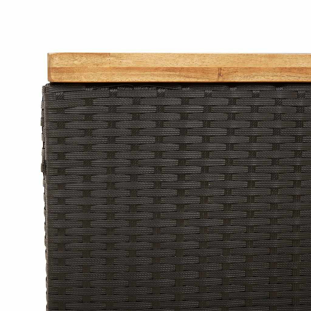 Gartentruhe Schwarz 110X55X63 Cm Poly Rattan Akazienholz