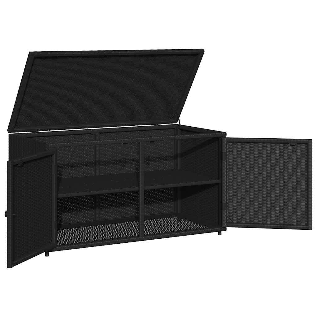 Gartenschrank Schwarz 110X55X60,5 Cm Poly Rattan