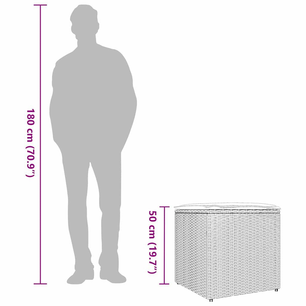 Kissenbox Mit Speicher Schwarz 50 X 50 X 50 Cm Poly-Rattan