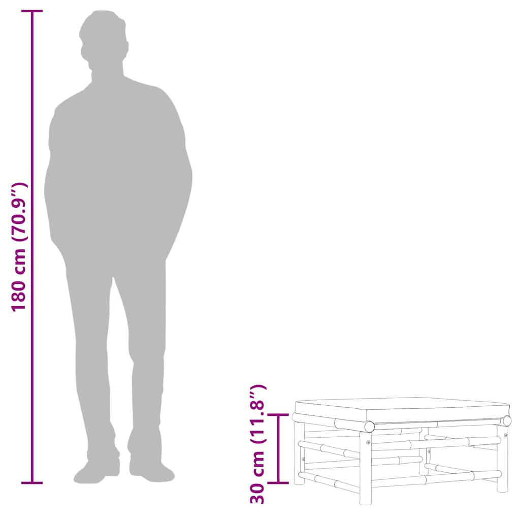 Garten-Fußhocker Mit Kissen Cremeweiß Bambus