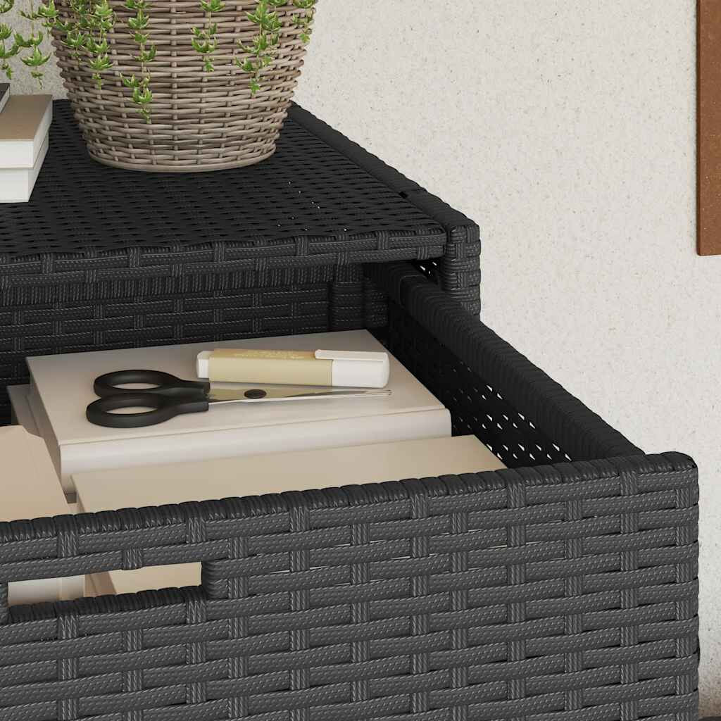 Gartenschrank Schwarz 55X55X111 Cm Poly Rattan