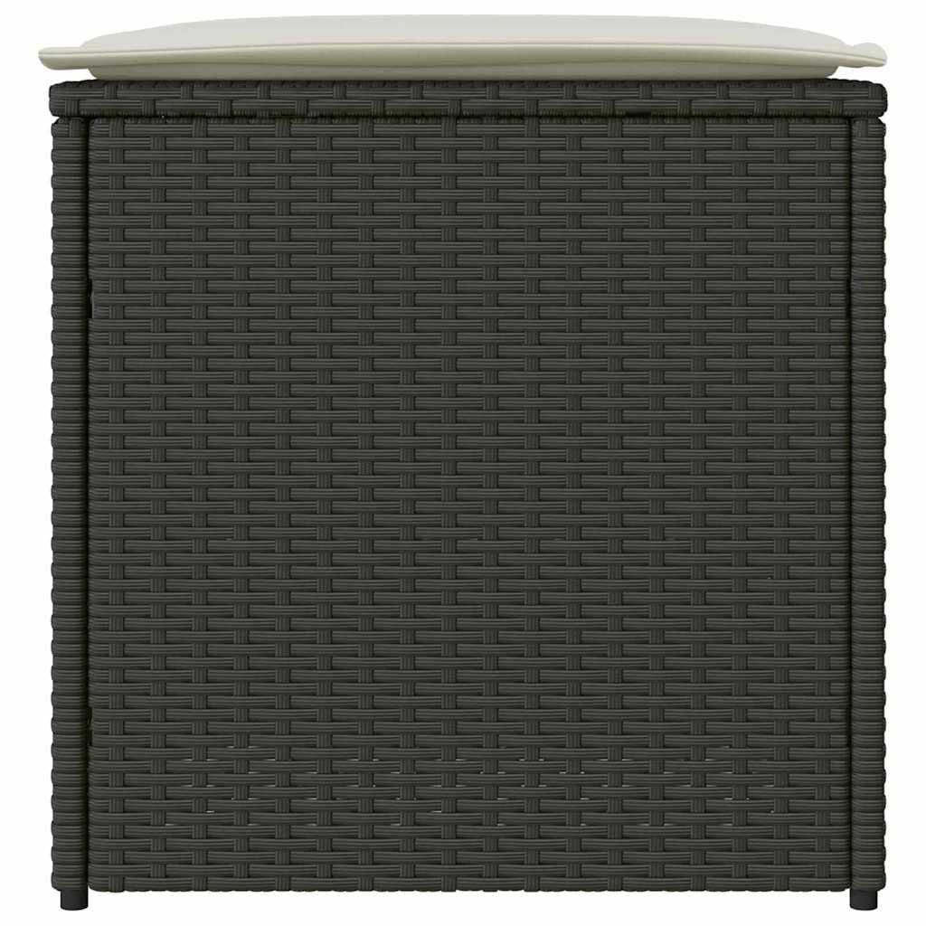 Kissenbox Mit Speicher Schwarz 50 X 50 X 50 Cm Poly-Rattan