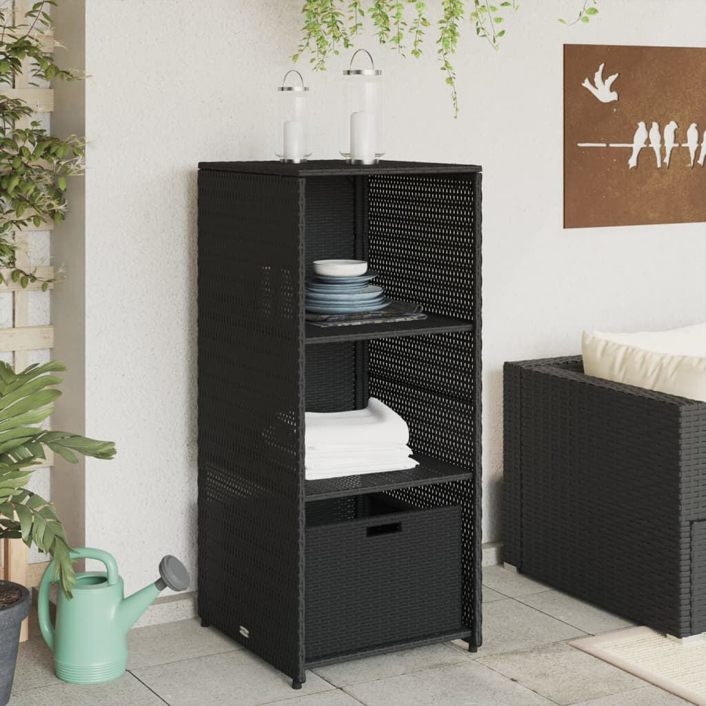 Gartenschrank Schwarz 50X55X115 Cm Poly Rattan