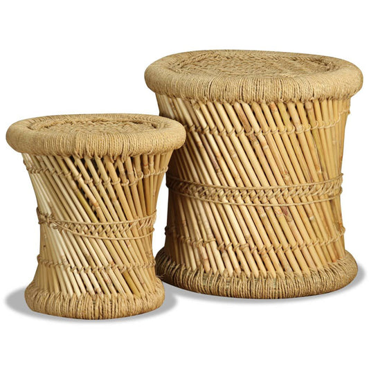 Hocker 2 Stk. Bambus Und Jute