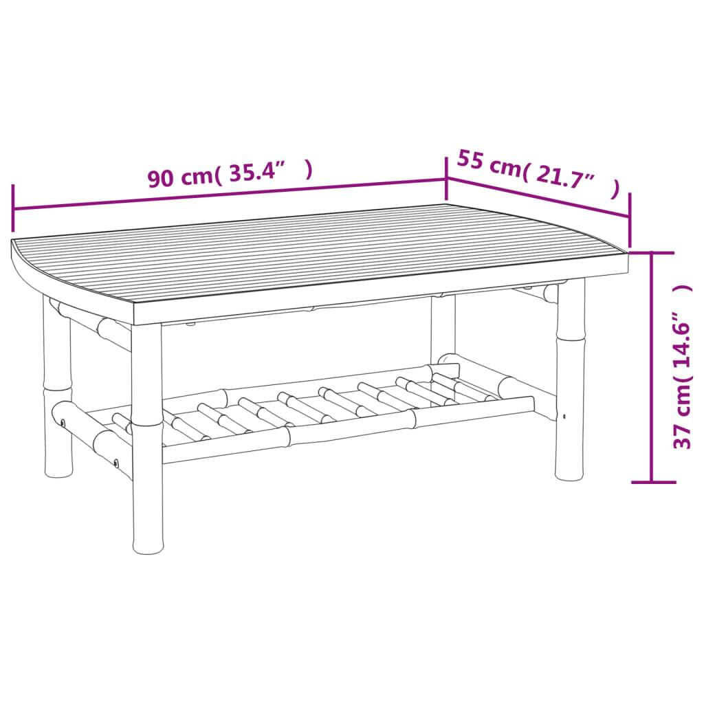 Garten-Couchtisch 90X55X37 Cm Bambus