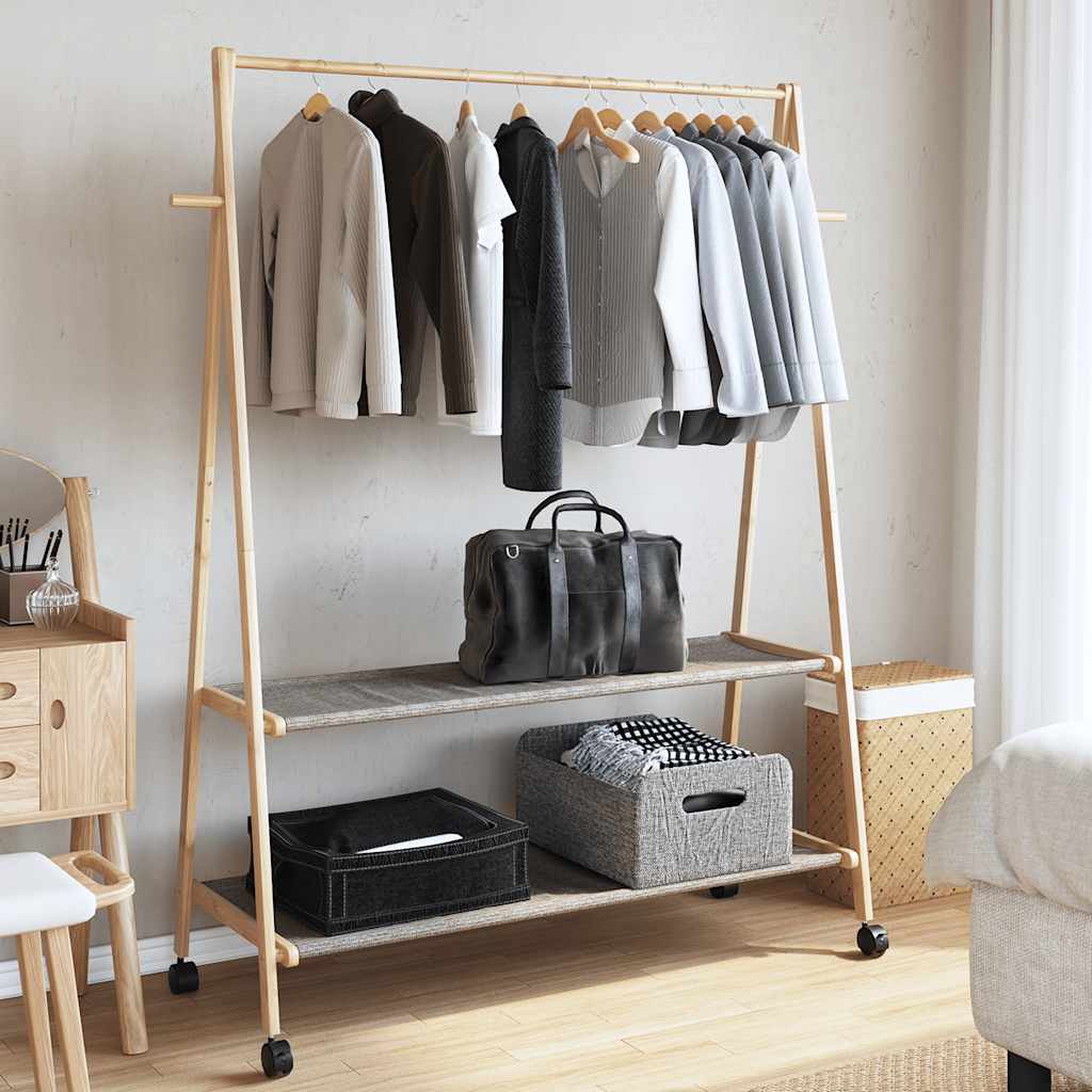 Bamboo Clothes Rack With Shelves